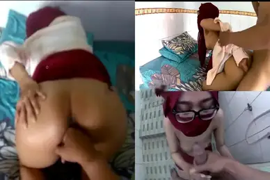 Jilbab Merah Kacamata Dihajar Posisi Doggy Brutal